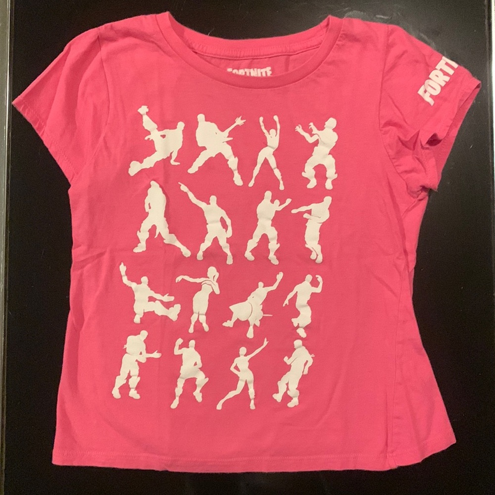 YOUTH Girls 14/16 Pink Fortnite Emote T-Shirt